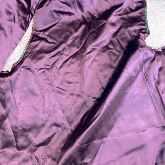 Vintage Handmade Woven Festive Print Vest with Purple Satin Back L - Picture 9 of 11